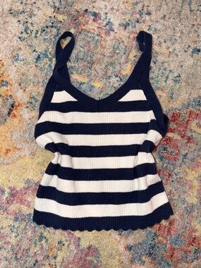 wild fable Navy & White Striped Ribbed Tank